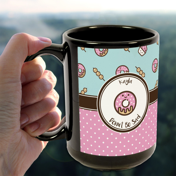 Donuts 15oz. Black Mug - LIFESTYLE