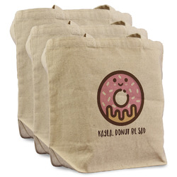 Donuts Reusable Cotton Grocery Bags - Set of 3 (Personalized)