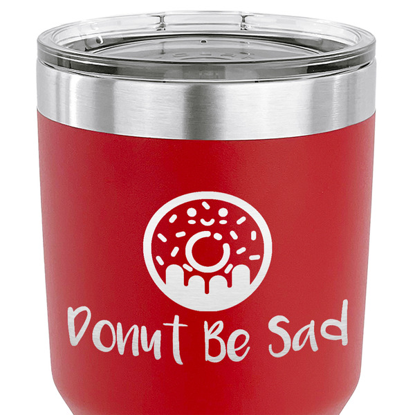 Donuts 30 oz Stainless Steel Ringneck Tumbler - Red - CLOSE UP
