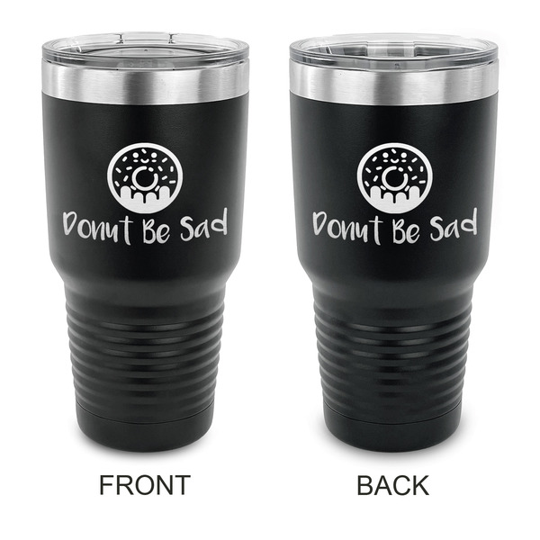 Custom Donuts 30 oz Stainless Steel Tumbler - Black - Double Sided (Personalized)
