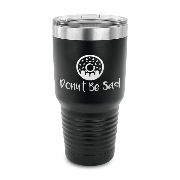 Custom Donuts 30 oz Stainless Steel Tumbler - Black - Single Sided (Personalized)