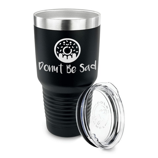 Donuts 30 oz Stainless Steel Ringneck Tumblers - Black - LID OFF