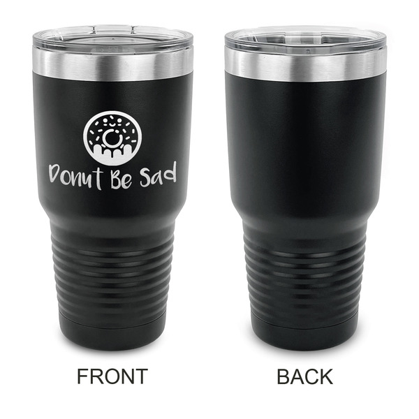 Donuts 30 oz Stainless Steel Ringneck Tumblers - Black - Single Sided - APPROVAL