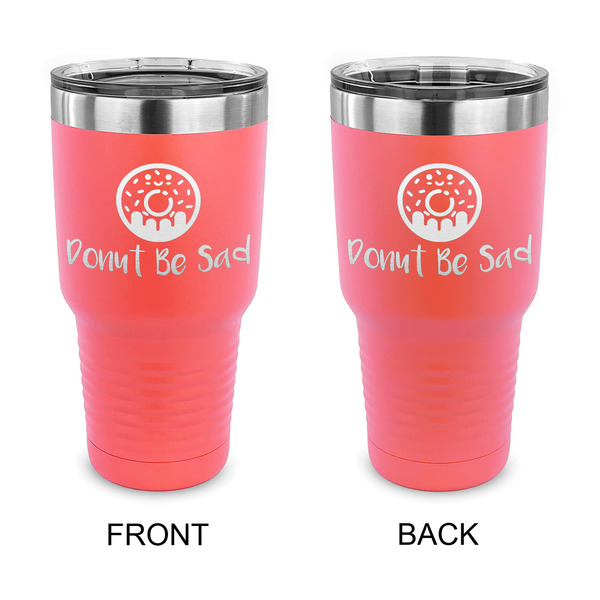Custom Donuts 30 oz Stainless Steel Tumbler - Coral - Double Sided (Personalized)
