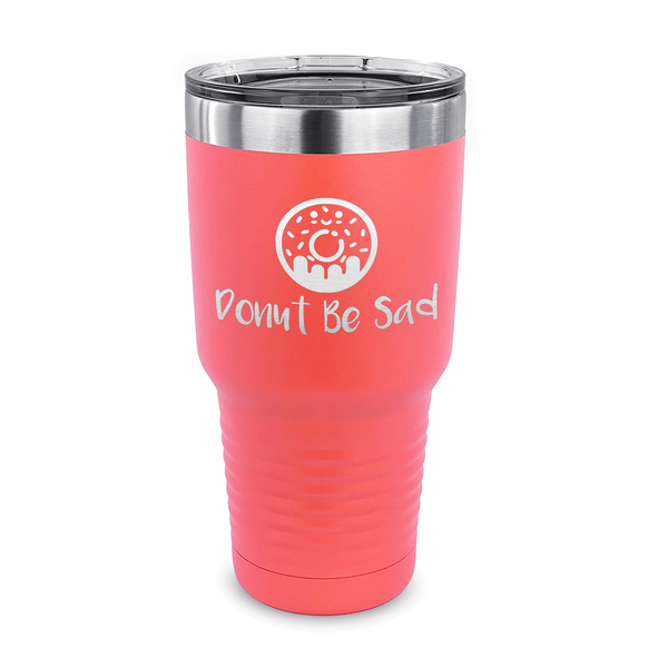 Custom Donuts 30 oz Stainless Steel Tumbler - Coral - Single Sided (Personalized)