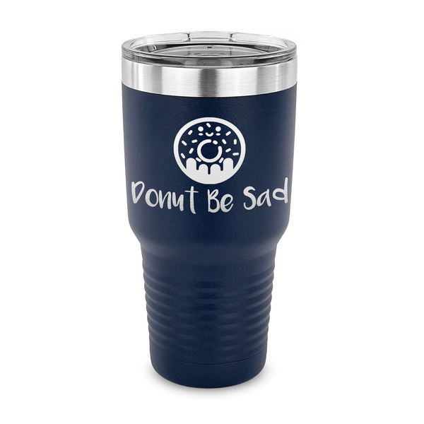 Custom Donuts 30 oz Stainless Steel Tumbler - Navy - Single Sided (Personalized)
