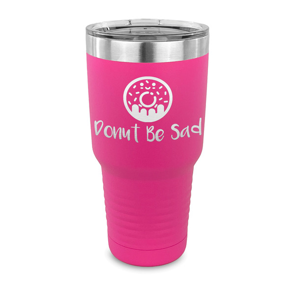 Custom Donuts 30 oz Stainless Steel Tumbler - Pink - Single Sided (Personalized)