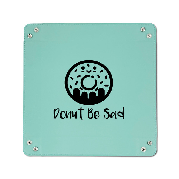 Donuts 6" x 6" Teal Leatherette Snap Up Tray - APPROVAL