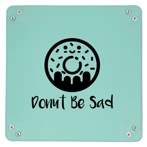 Donuts 9" x 9" Teal Leatherette Snap Up Tray - APPROVAL