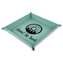 Donuts 9" x 9" Teal Faux Leather Valet Tray (Personalized)