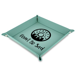 Donuts Faux Leather Dice Tray - 9" x 9"  - Teal (Personalized)