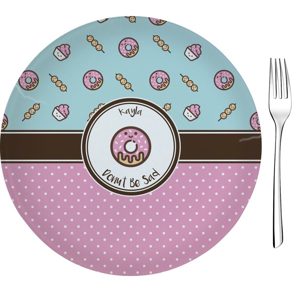 Custom Donuts 8" Glass Appetizer / Dessert Plates - Single or Set (Personalized)