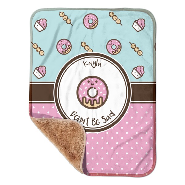 Custom Donuts Sherpa Baby Blanket - 30" x 40" w/ Name or Text