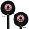 Donuts Black Plastic 5.5" Stir Stick - Double Sided - Round - Front & Back