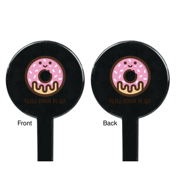 Donuts Black Plastic 7" Stir Stick - Double Sided - Round - Front & Back
