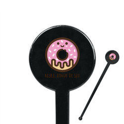 Donuts 7" Round Plastic Stir Sticks - Black - Single Sided (Personalized)