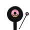 Donuts Black Plastic 7" Stir Stick - Round - Closeup