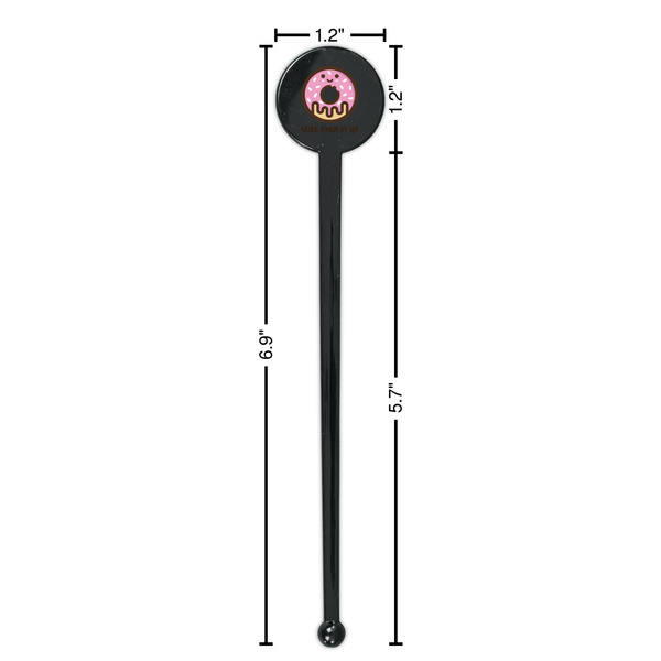 Donuts Black Plastic 7" Stir Stick - Round - Dimensions