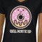 Donuts Black V-Neck T-Shirt on Model - CloseUp
