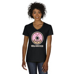 Donuts Women's V-Neck T-Shirt - Black (Personalized)