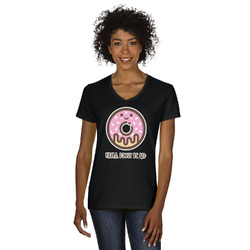 Donuts V-Neck T-Shirt - Black (Personalized)