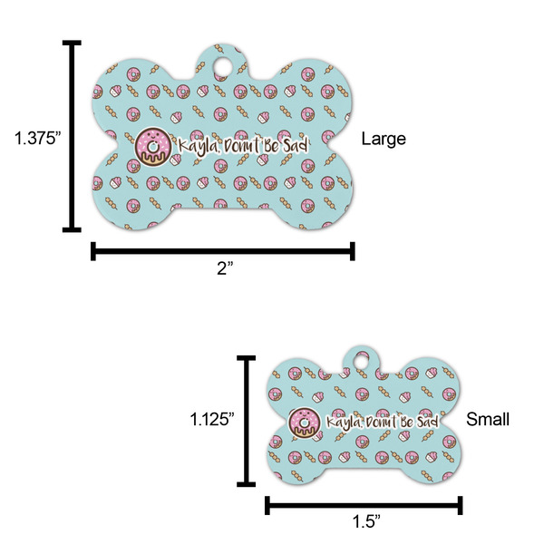 Donuts Bone Shaped Dog ID Tag - Large - Scale