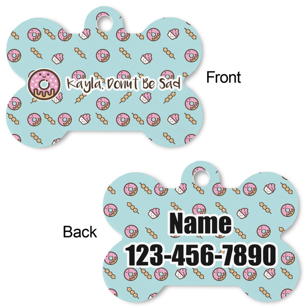 Donuts Bone Shaped Dog Tag - Front & Back