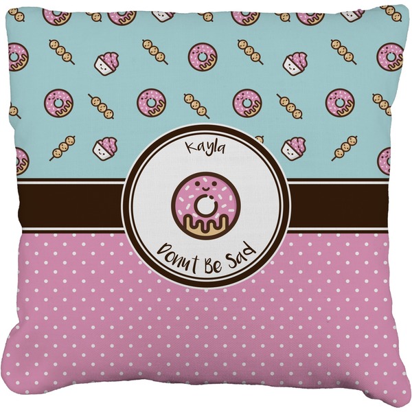 Custom Donuts Faux-Linen Throw Pillow 16" (Personalized)