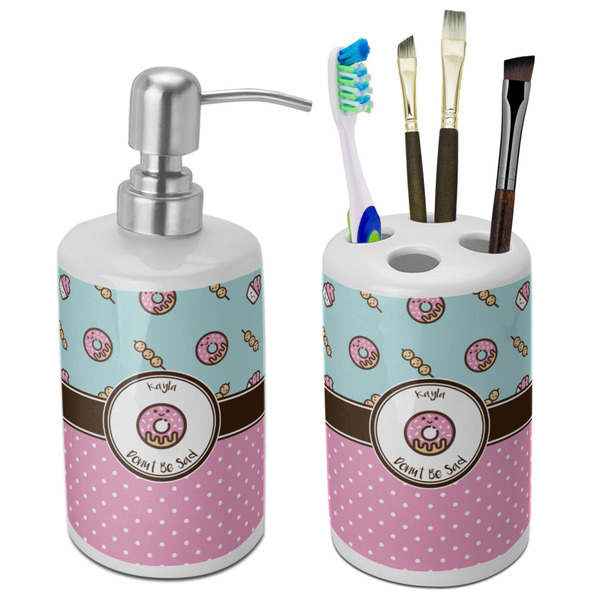 Custom Donuts Ceramic Bathroom Accessories Set (Personalized)