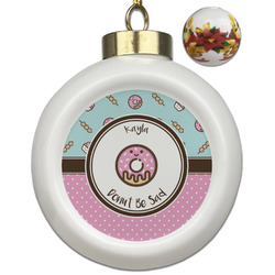 Donuts Ceramic Ball Ornaments - Poinsettia Garland (Personalized)