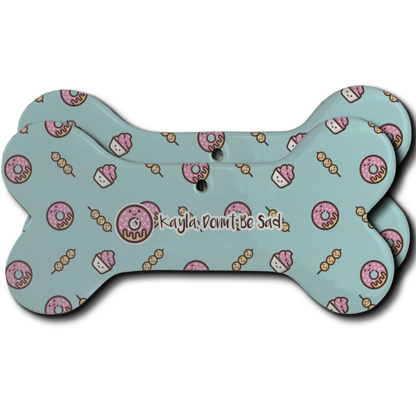 Custom Donuts Ceramic Dog Ornament - Front & Back w/ Name or Text