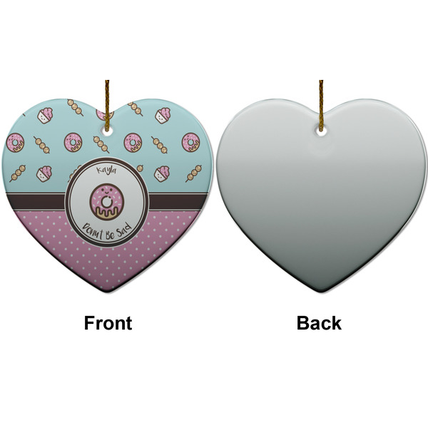 Donuts Ceramic Flat Ornament - Heart Front & Back (APPROVAL)