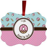 Donuts Metal Frame Ornament - Double Sided w/ Name or Text