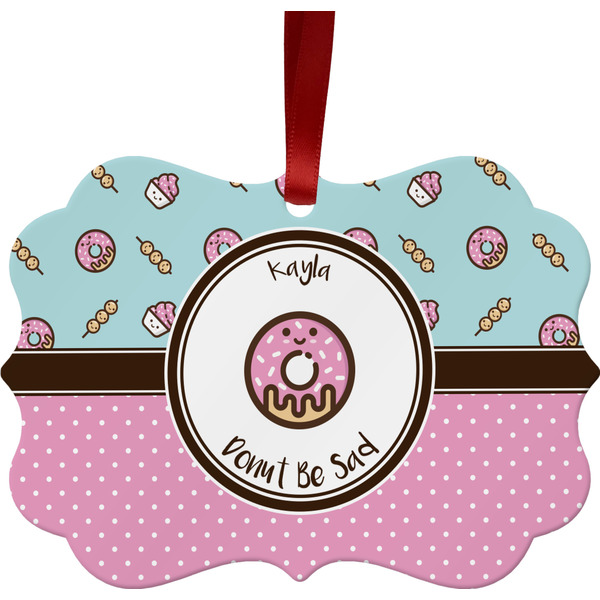 Custom Donuts Metal Frame Ornament - Double Sided w/ Name or Text