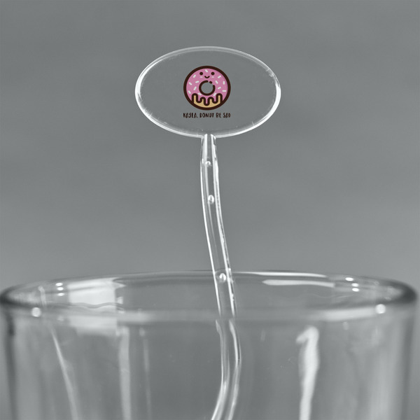 Donuts Clear Plastic 7" Stir Stick - Oval - Main