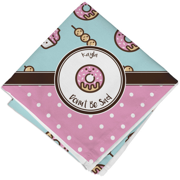 Custom Donuts Cloth Cocktail Napkin - Single w/ Name or Text