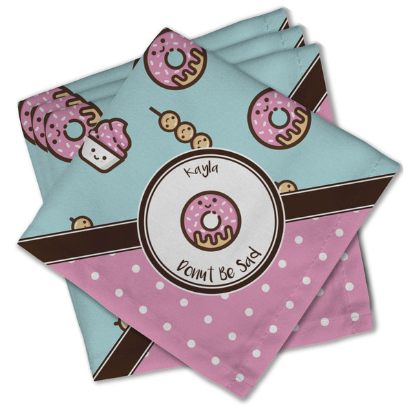 Custom Donuts Cloth Cocktail Napkins - Set of 4 w/ Name or Text