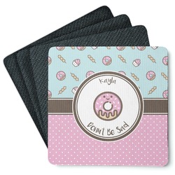Donuts Square Rubber Backed Coasters - Set of 4 (Personalized)
