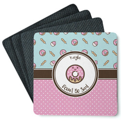 Donuts Square Rubber Backed Coasters - Set of 4 (Personalized)