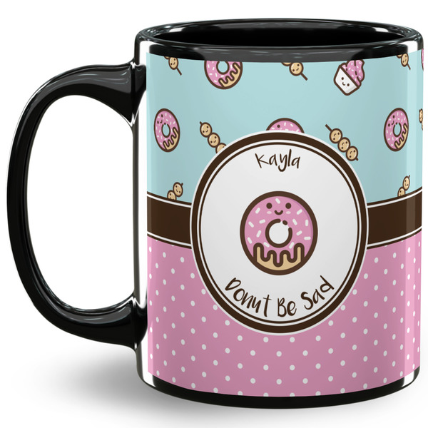 Custom Donuts 11 Oz Coffee Mug - Black (Personalized)