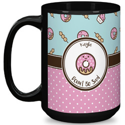 Donuts 15 Oz Coffee Mug - Black (Personalized)
