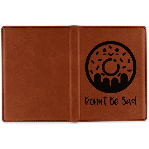 Donuts Cognac Leather Passport Holder Outside Single Sided - Apvl