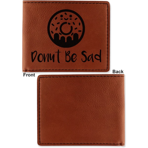 Donuts Cognac Leatherette Bifold Wallets - Front and Back Single Sided - Apvl