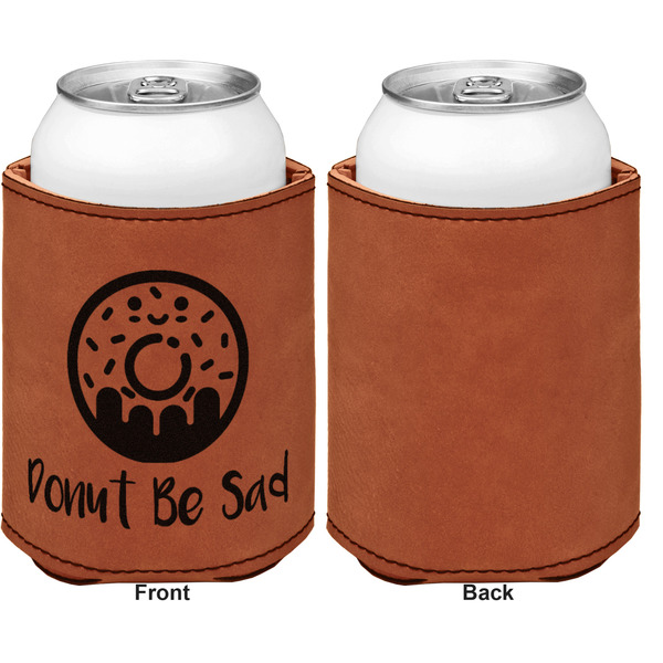 Donuts Cognac Leatherette Can Sleeve - Single Sided Front and Back