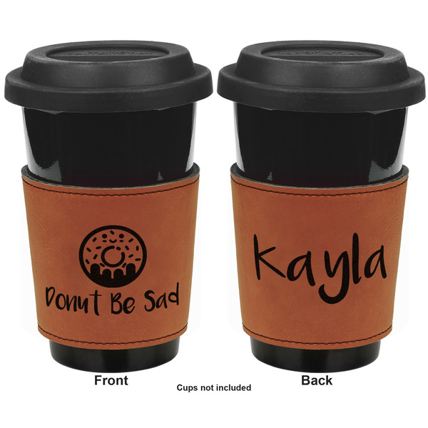 Donuts Cognac Leatherette Mug Sleeve - Double Sided Apvl