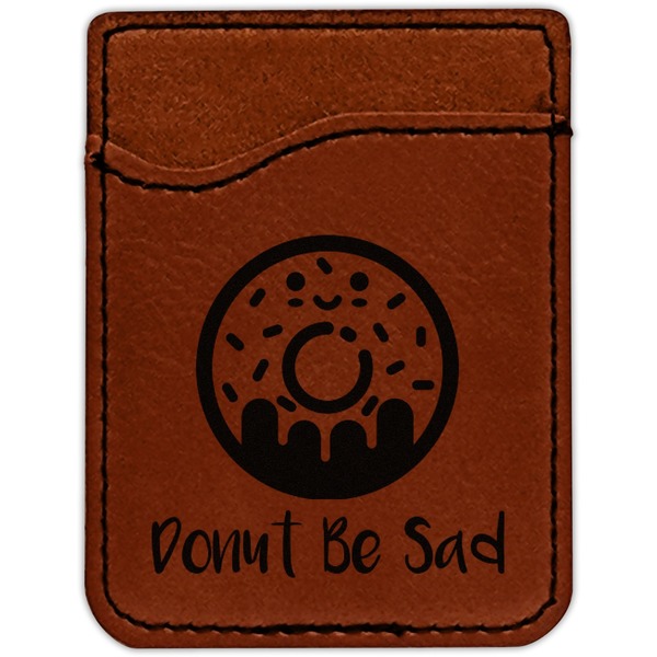 Donuts Cognac Leatherette Phone Wallet close up