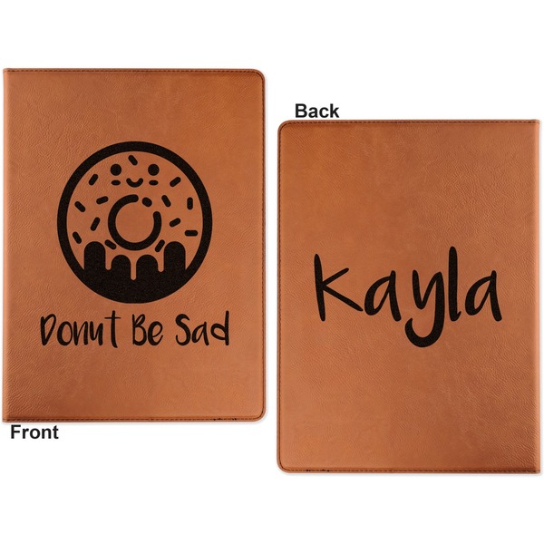 Donuts Cognac Leatherette Portfolios with Notepad - Small - Double Sided- Apvl