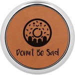 Donuts Set of 4 Leatherette Round Coasters w/ Silver Edge (Personalized)
