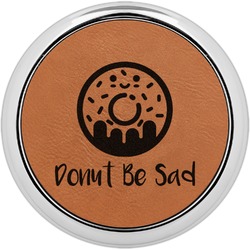 Donuts Leatherette Round Coaster w/ Silver Edge - Single or Set (Personalized)