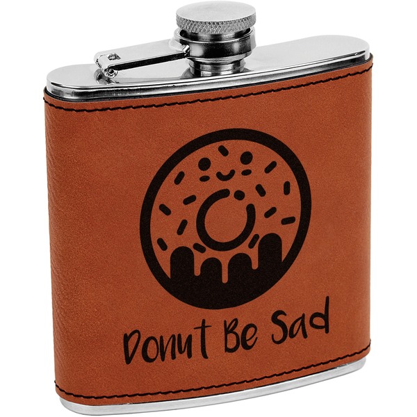 Custom Donuts Leatherette Wrapped Stainless Steel Flask (Personalized)